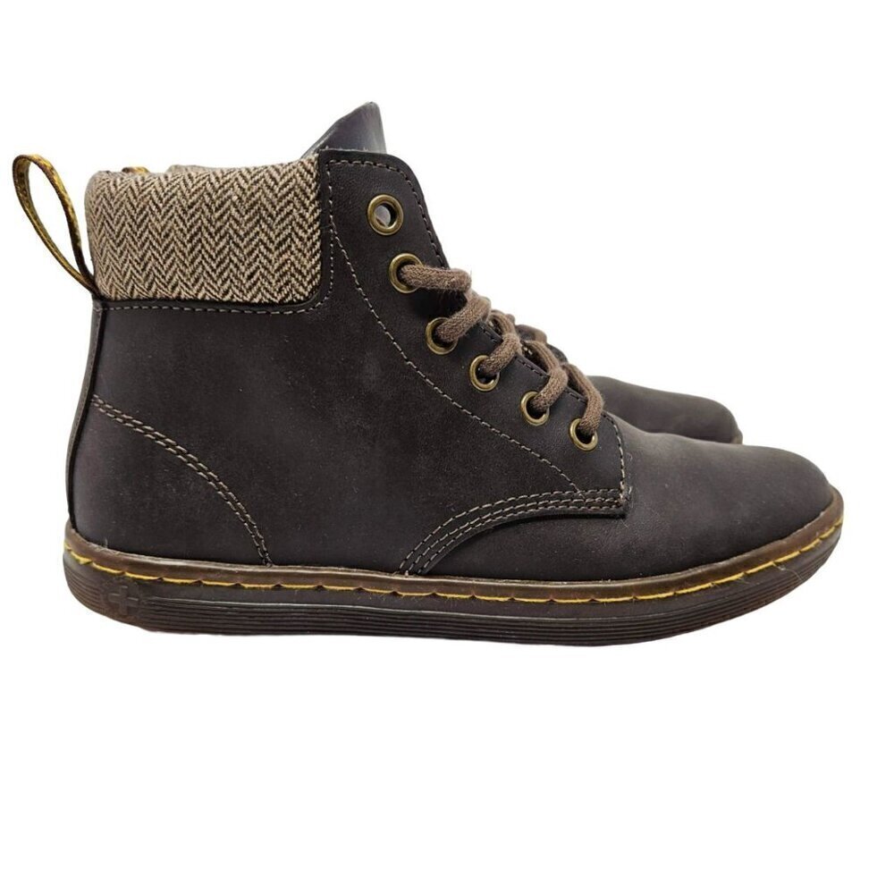 Dr. Martens Brown Leather Ankle Boots with Herringbone Collar